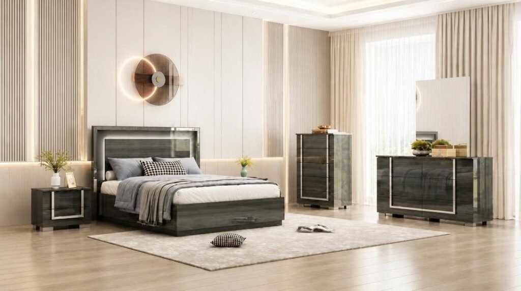 Grey Gloss Bedroom Set